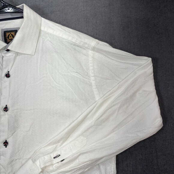 A21 Mens XL White Textured Long-Sleeve Button-Up Shirt W/ Contrast Accents - Picture 9 of 11